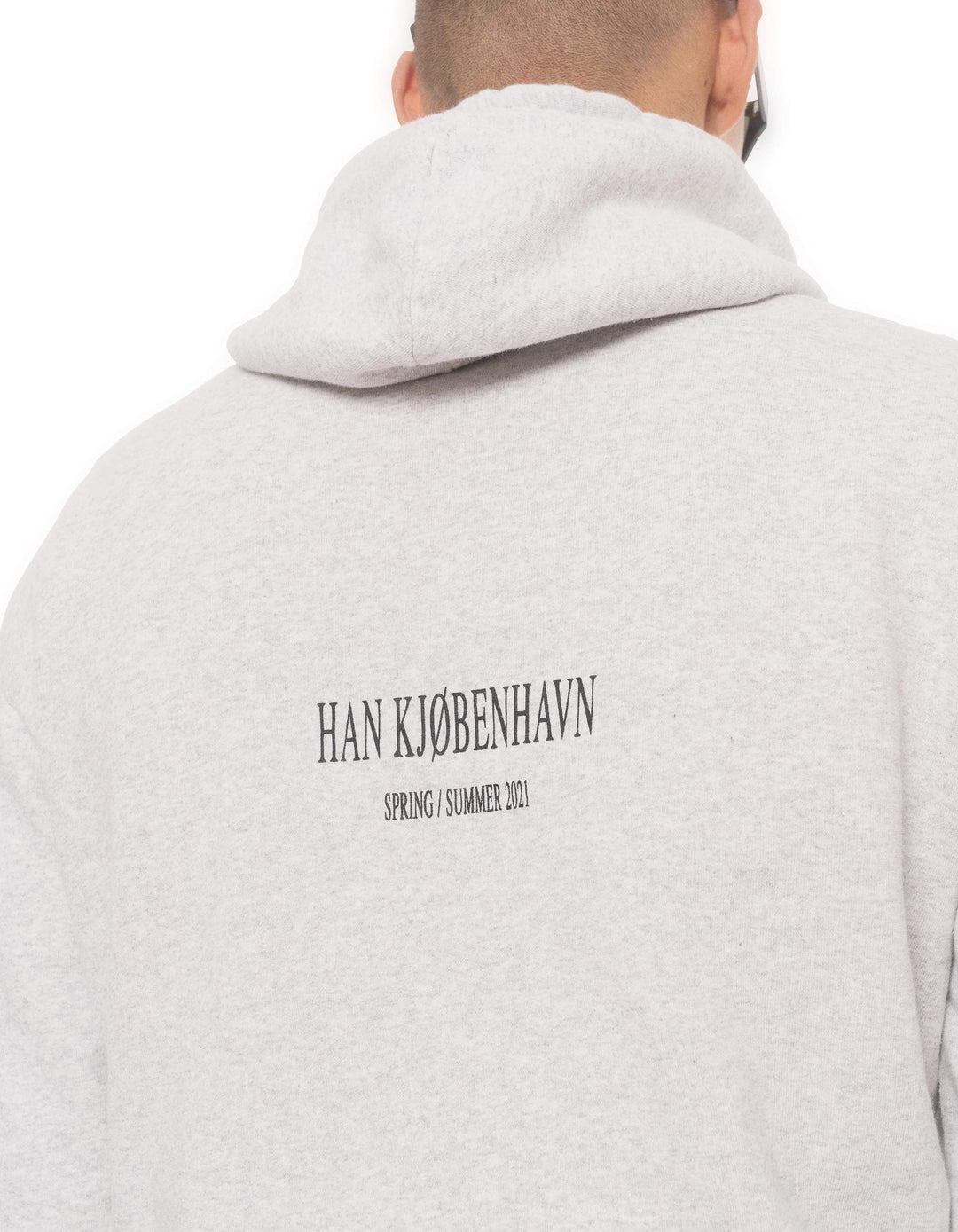 Han Kj benhavn tr je ARTWORK HOODIE grey melange male Boutique Dig Mig